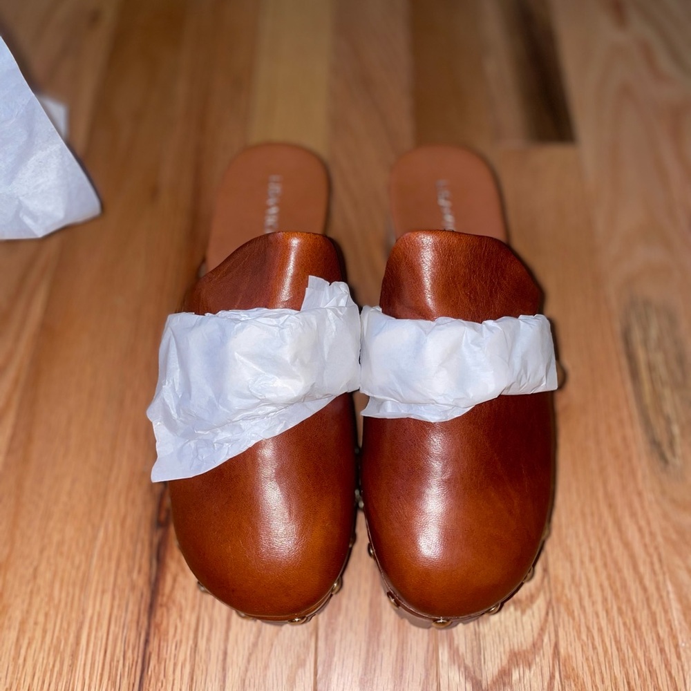 Lisa Vicky Brown Leather Clogs Minimalist Slip-On Design